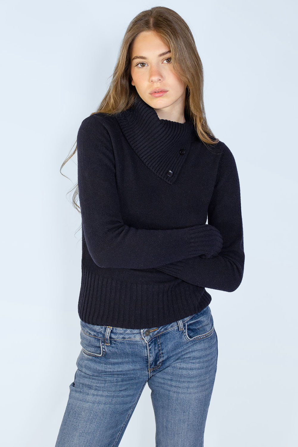 High neck sweater with buttons | Subdued Featured