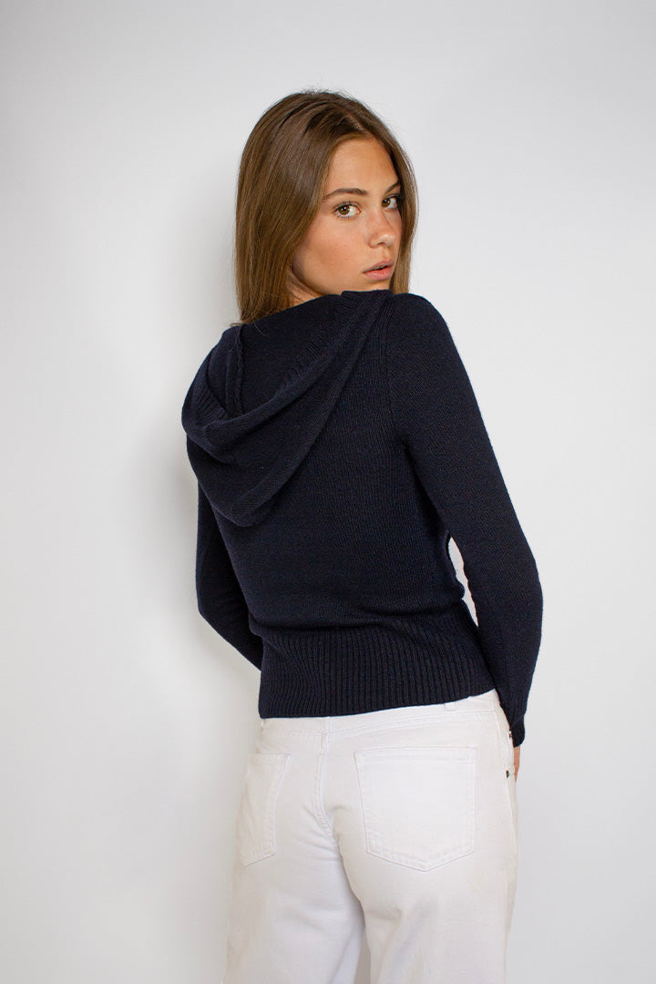 Hooded V-neck sweater | Subdued Trusted