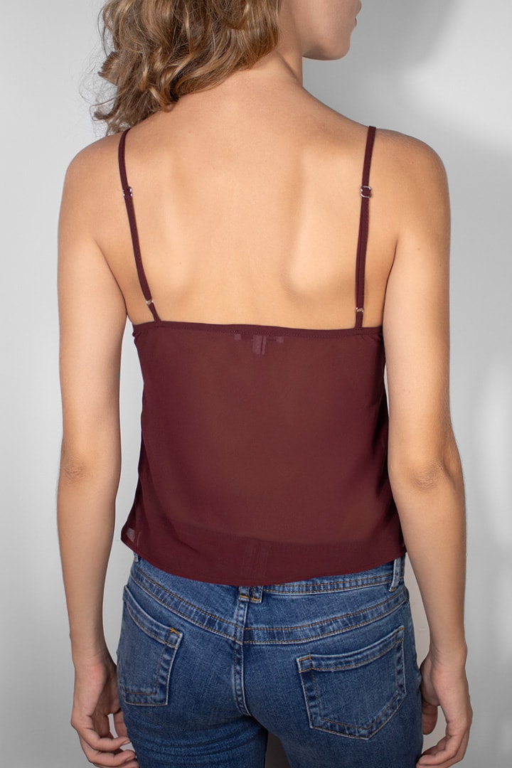 V-neck tank top with beads | Subdued Quality