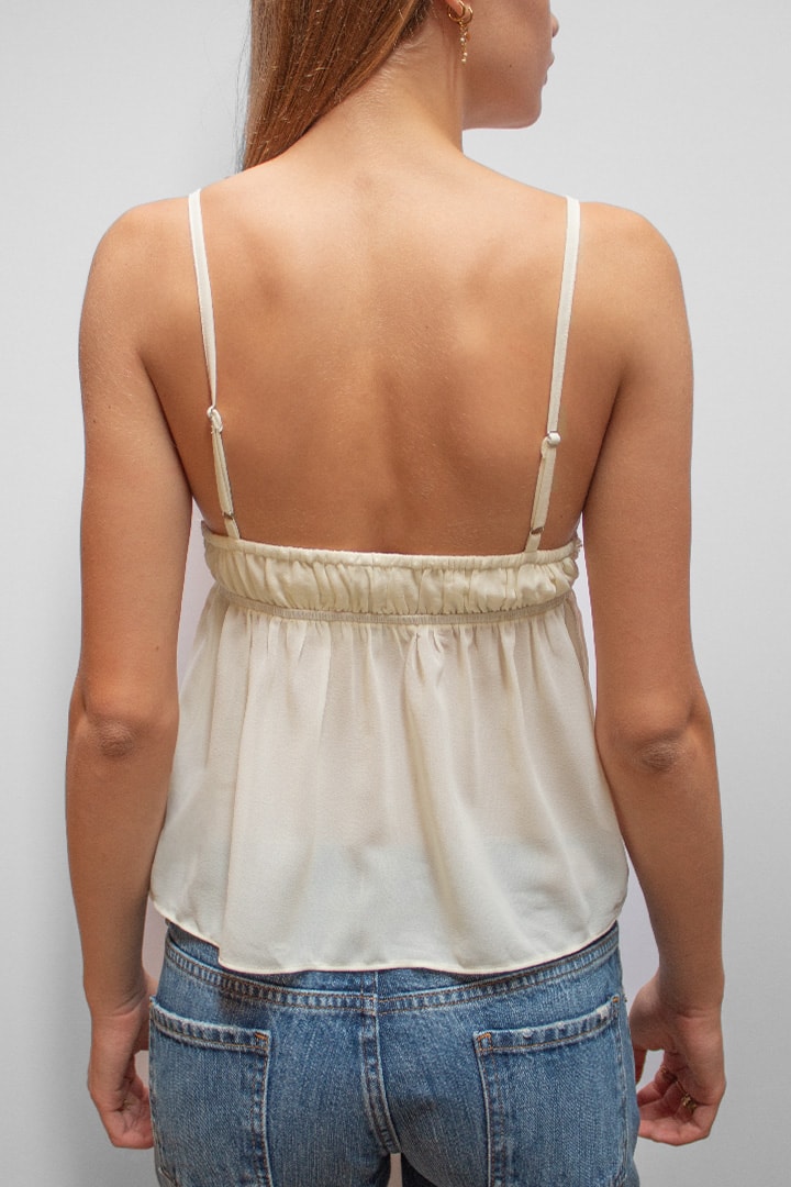 V-neck top with beading | Subdued Essential
