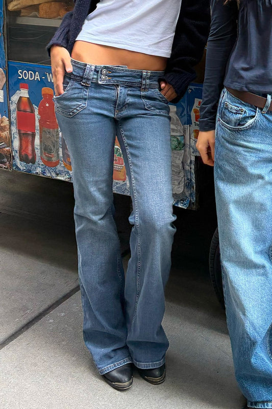 Double-button flared jeans | Subdued Smart Buy
