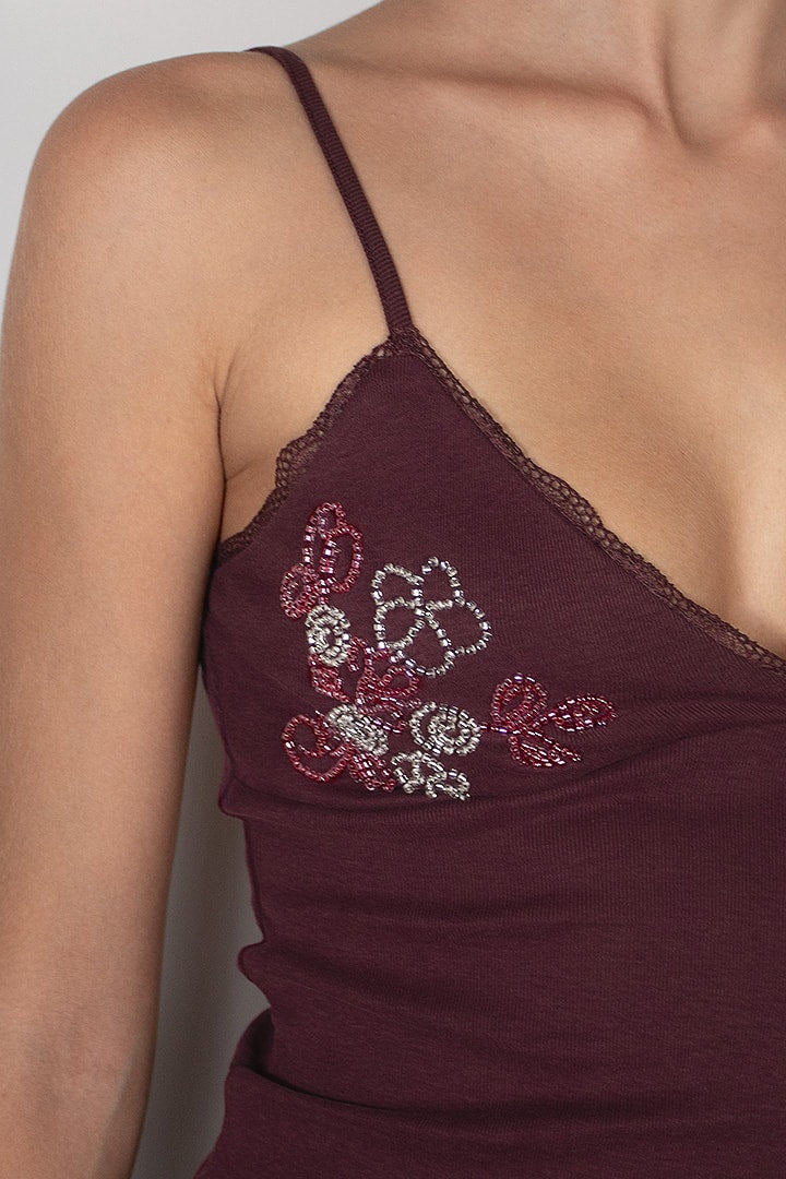 Beaded V-neck top | Subdued Everyday