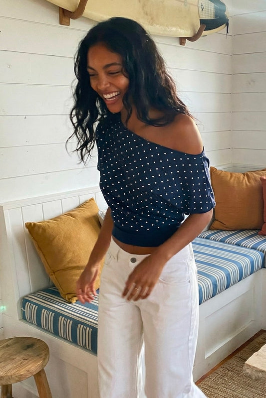 Crop boat neck T-shirt | Subdued Latest
