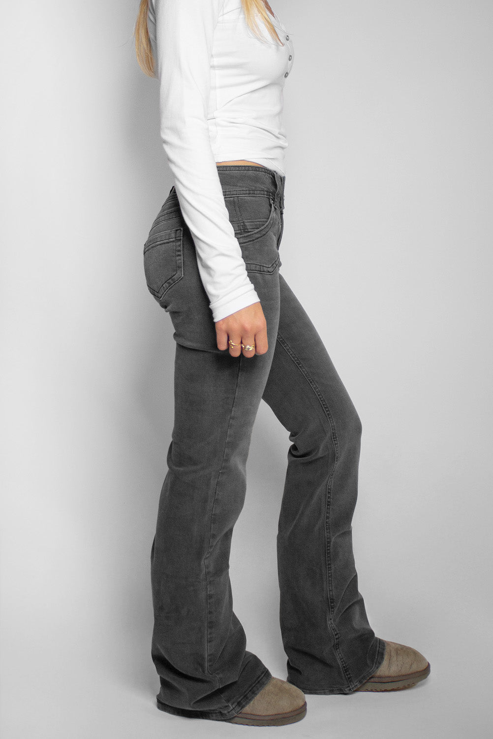 Double button flared jeans | Subdued Popular