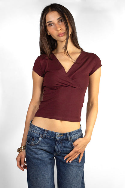 Cross-neck T-shirt | Subdued Featured