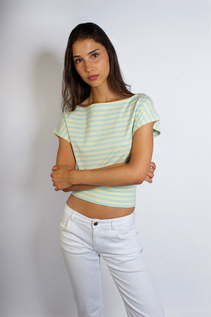 Boat-neck crop T-shirt | Subdued Sale