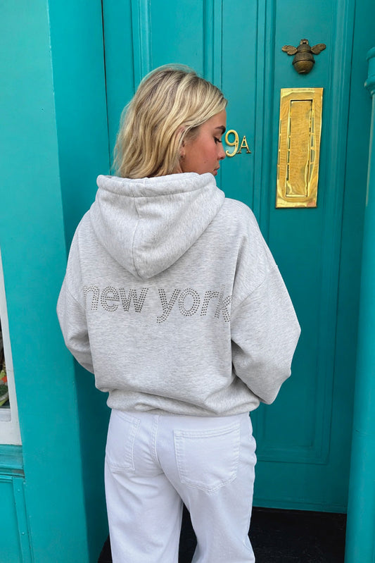 New York rhinestone hoodie | Subdued Hot Sale