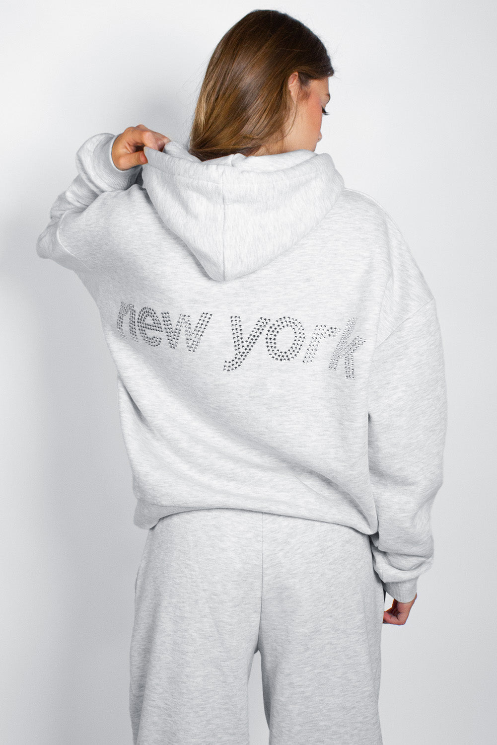 New York rhinestone hoodie | Subdued Hot Sale