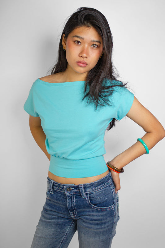 Cropped boat neck T-shirt | Subdued Latest