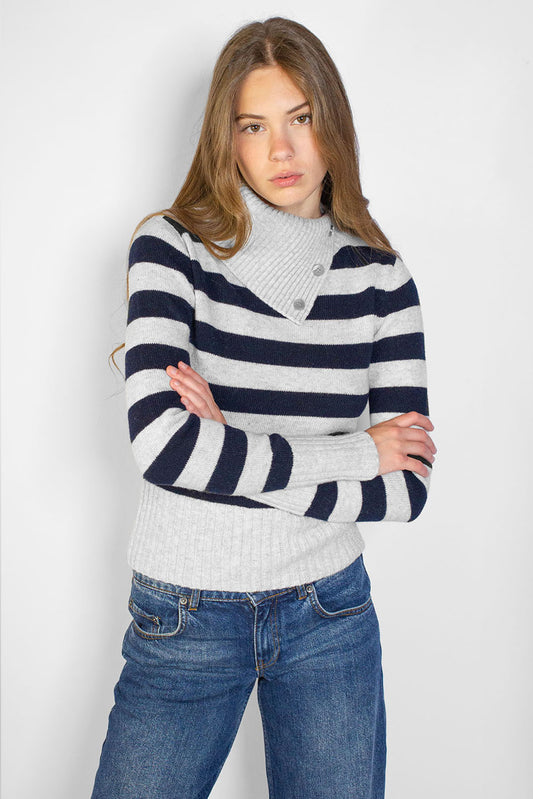 High neck sweater with buttons | Subdued Trending
