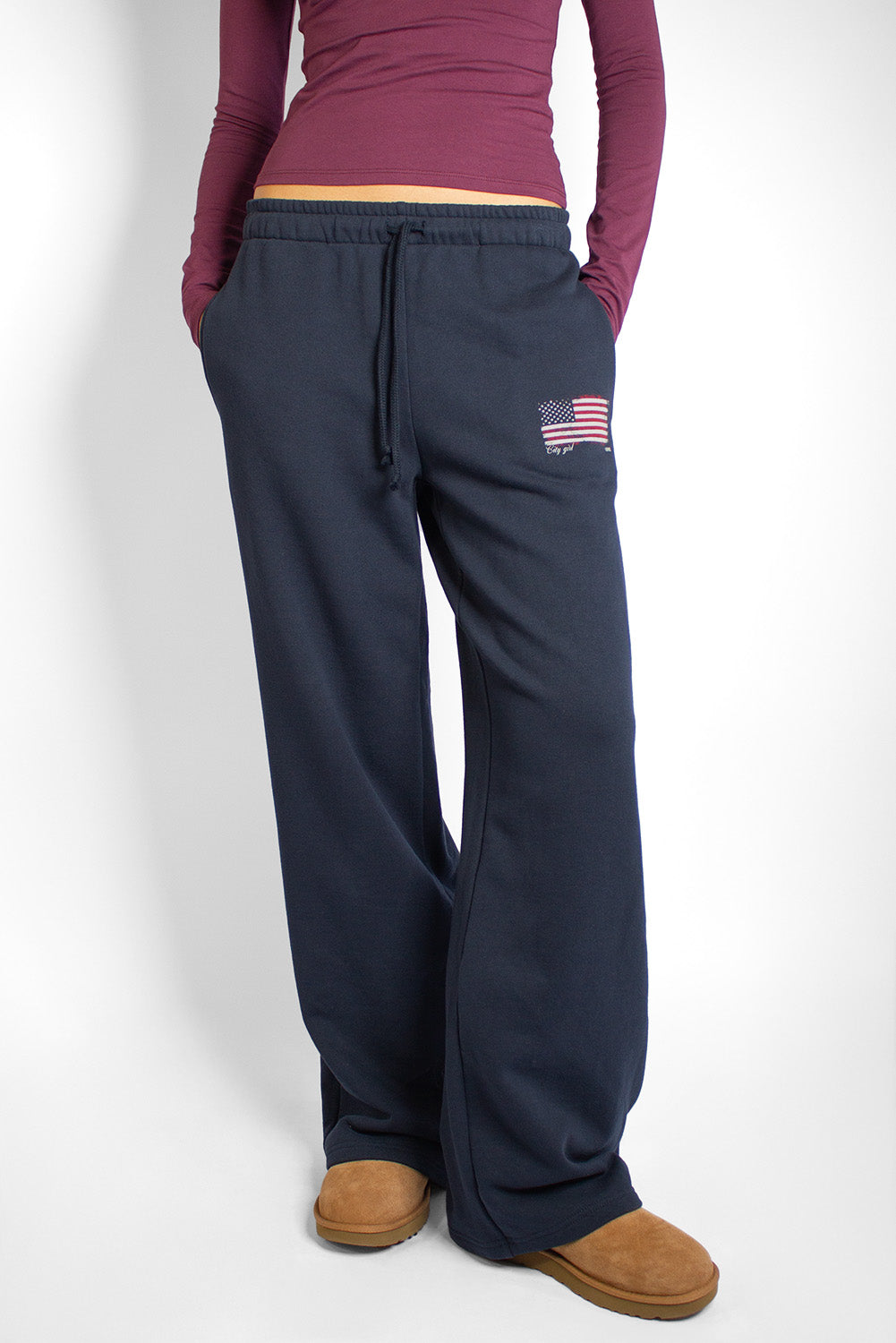 Wide-leg joggers with USA flag | Subdued Great Value