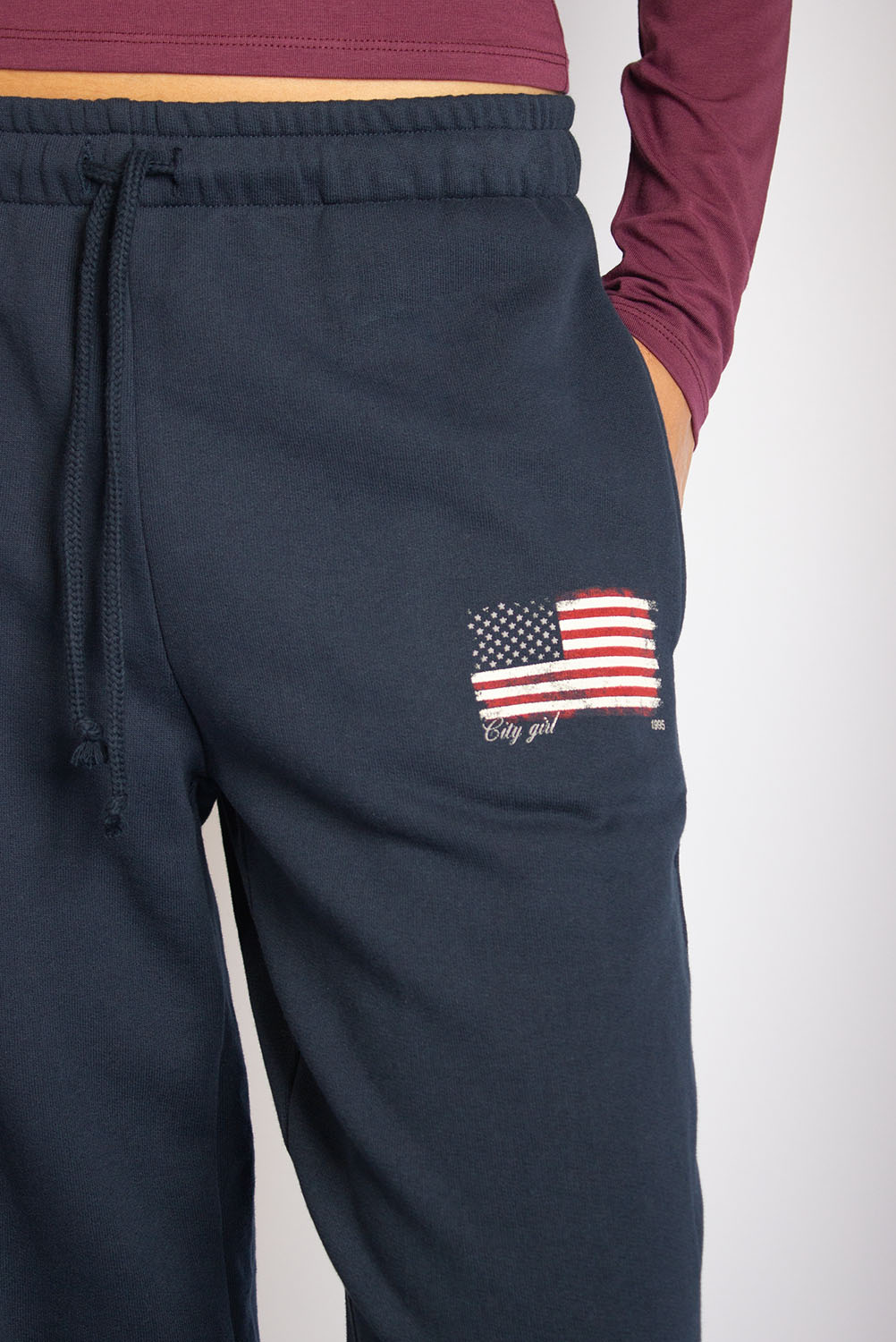 Wide-leg joggers with USA flag | Subdued Great Value