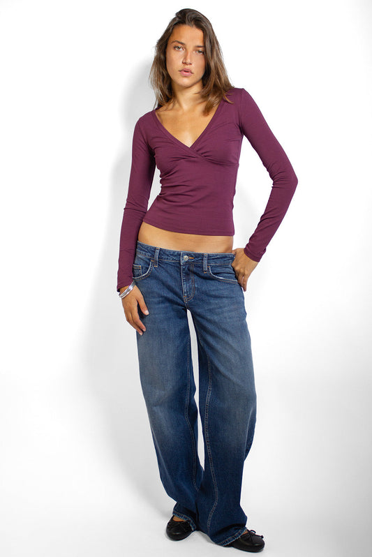 Long-sleeve wrap top | Subdued Latest