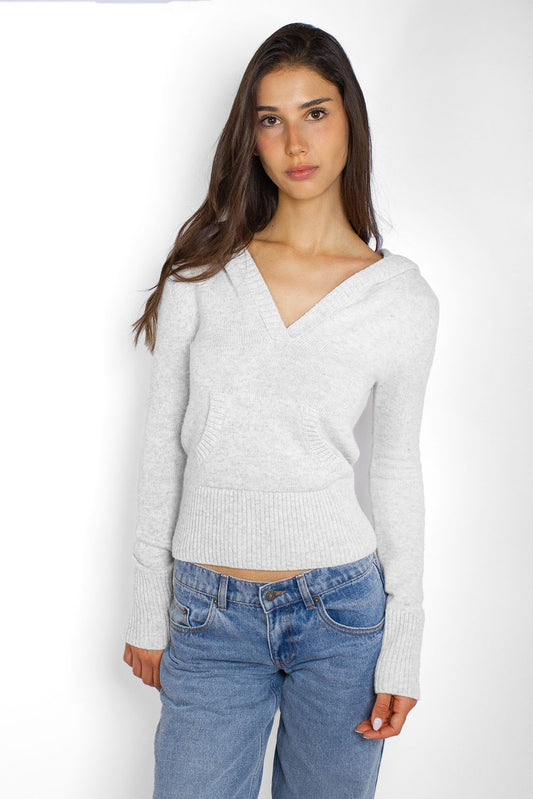 Hooded V-neck sweater | Subdued Trusted