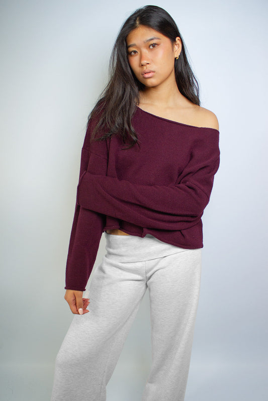 Off-shoulder knit sweater | Subdued Deals