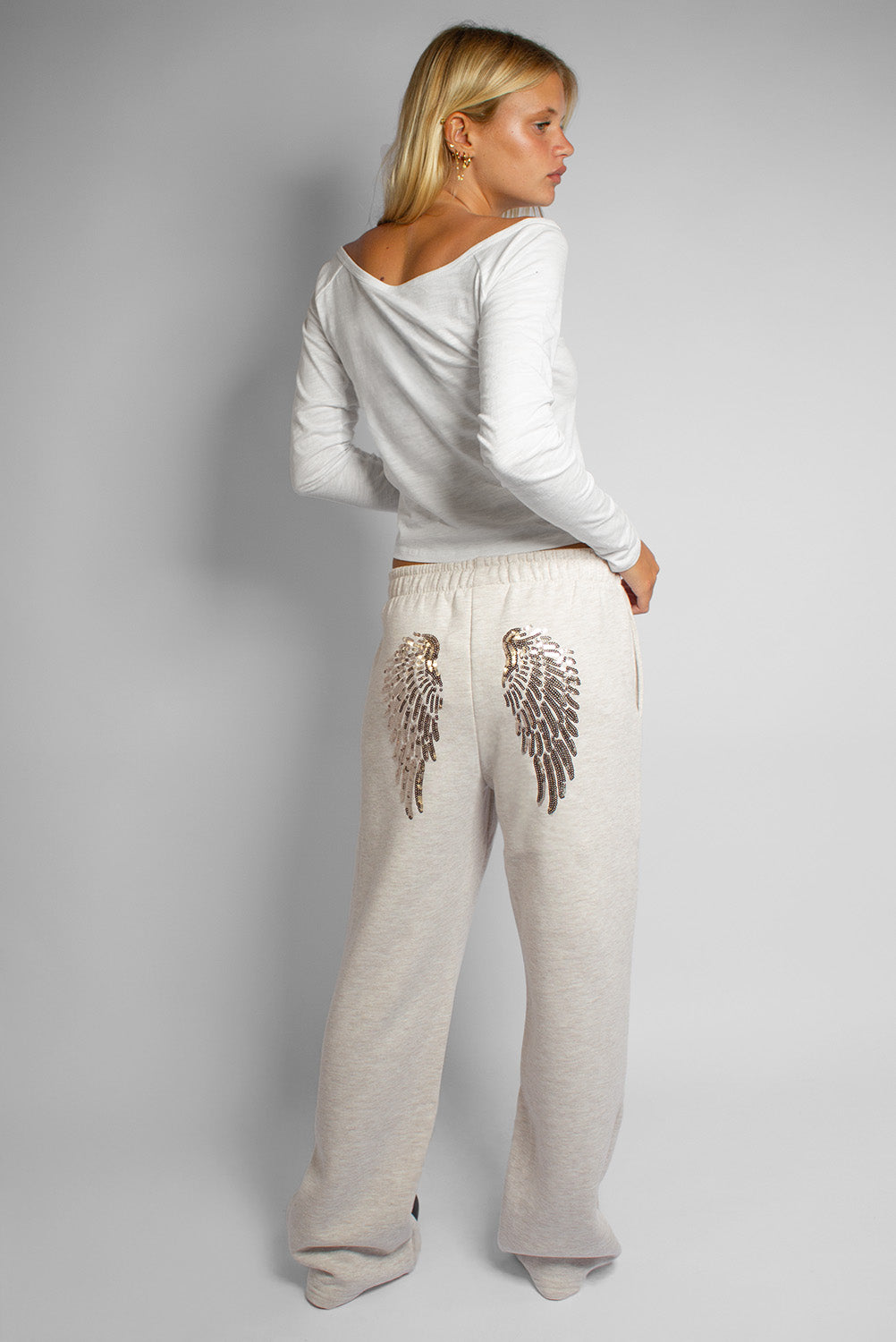 Wide-leg pants with sequined wings | Subdued Everyday
